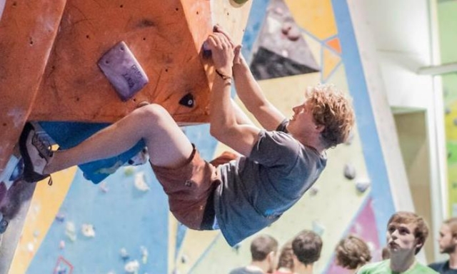 Climbing on one of our walls